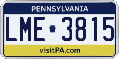PA license plate LME3815