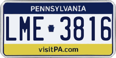 PA license plate LME3816