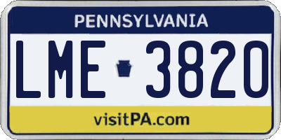 PA license plate LME3820