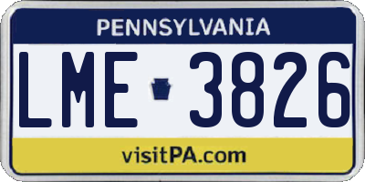 PA license plate LME3826
