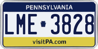 PA license plate LME3828