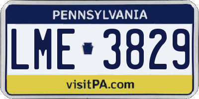 PA license plate LME3829
