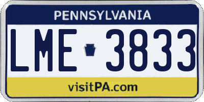 PA license plate LME3833