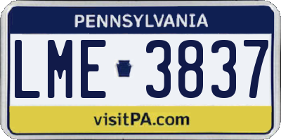PA license plate LME3837