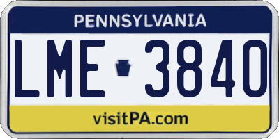 PA license plate LME3840