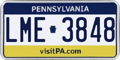 PA license plate LME3848