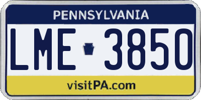 PA license plate LME3850