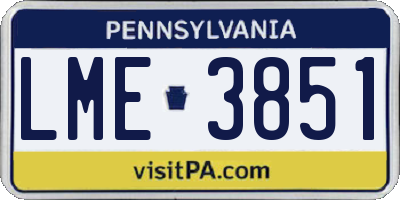 PA license plate LME3851