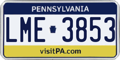 PA license plate LME3853