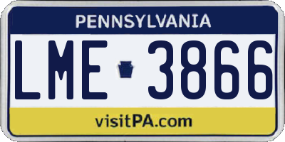 PA license plate LME3866
