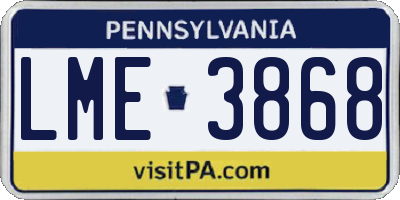 PA license plate LME3868