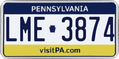 PA license plate LME3874