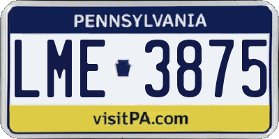 PA license plate LME3875