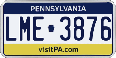 PA license plate LME3876