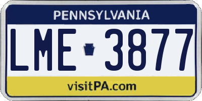 PA license plate LME3877