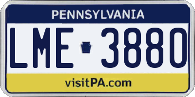 PA license plate LME3880