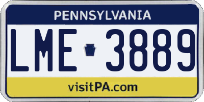 PA license plate LME3889