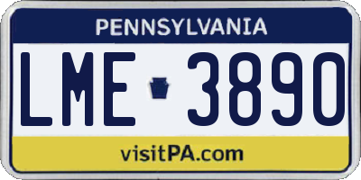PA license plate LME3890