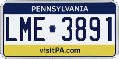 PA license plate LME3891