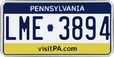 PA license plate LME3894