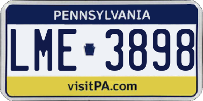 PA license plate LME3898