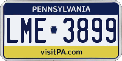 PA license plate LME3899