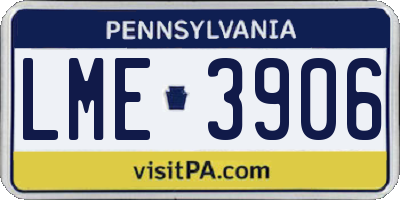 PA license plate LME3906
