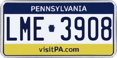 PA license plate LME3908