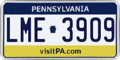 PA license plate LME3909
