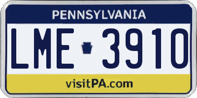 PA license plate LME3910