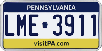 PA license plate LME3911