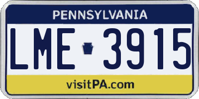 PA license plate LME3915