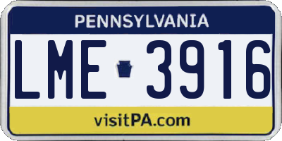 PA license plate LME3916