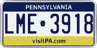 PA license plate LME3918