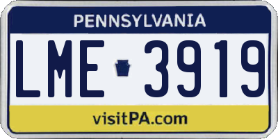 PA license plate LME3919