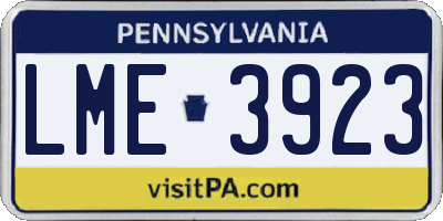 PA license plate LME3923
