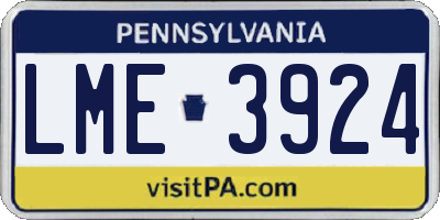 PA license plate LME3924