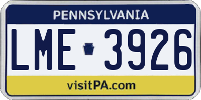 PA license plate LME3926