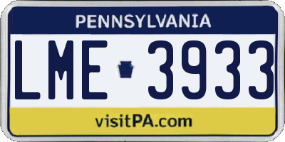 PA license plate LME3933