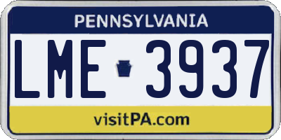 PA license plate LME3937