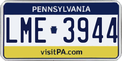 PA license plate LME3944