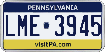 PA license plate LME3945