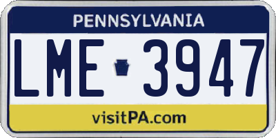 PA license plate LME3947