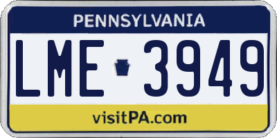 PA license plate LME3949