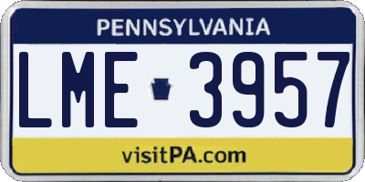 PA license plate LME3957