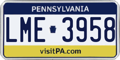 PA license plate LME3958