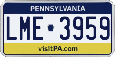 PA license plate LME3959