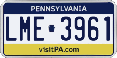 PA license plate LME3961