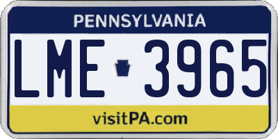 PA license plate LME3965