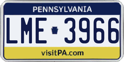 PA license plate LME3966